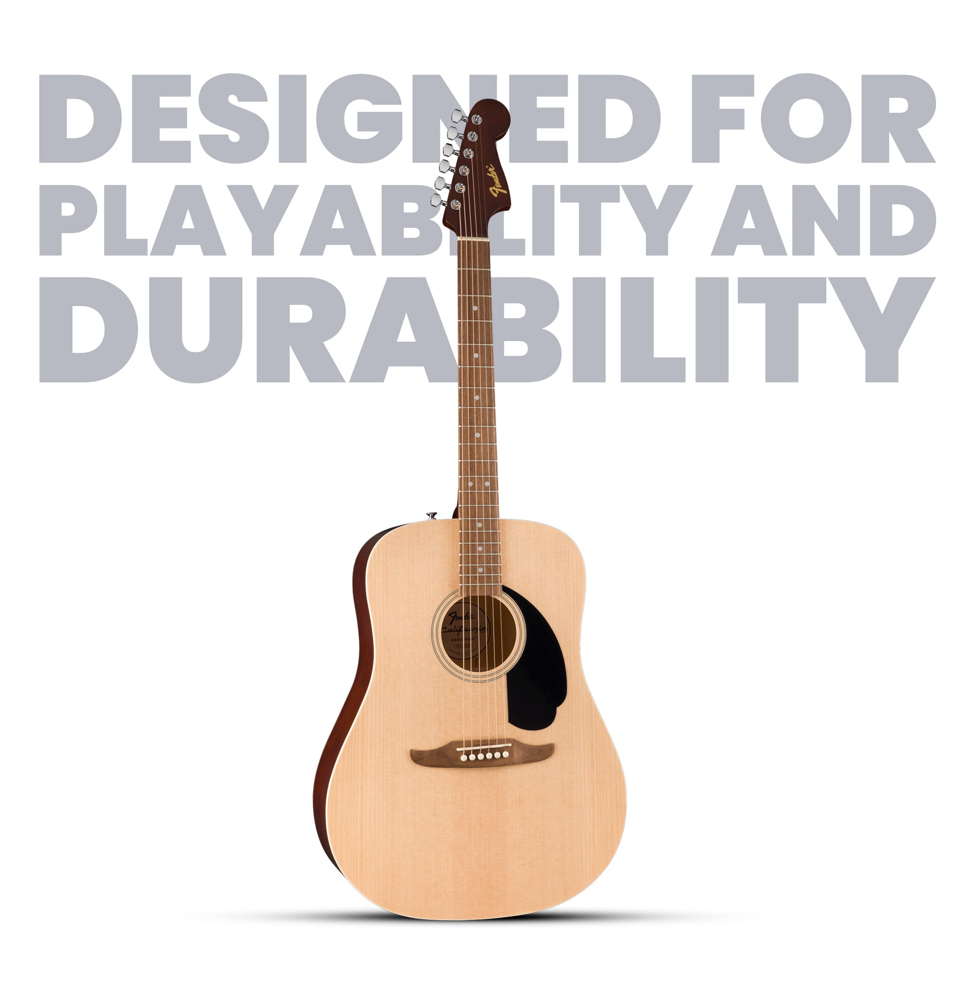 Fender Redondo Dreadnought Acoustic Guitar - Natural Bundle with Hard Case, Strap, Strings, Picks, and Austin Bazaar Instructional Video