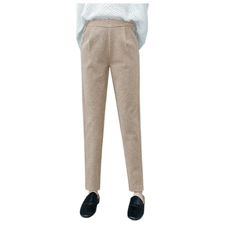 CAICJ98 Womens Leggings Cotton Women s V Cross Waist Workout Leggings Tummy Control Running Yoga Pants with Pockets Khaki L