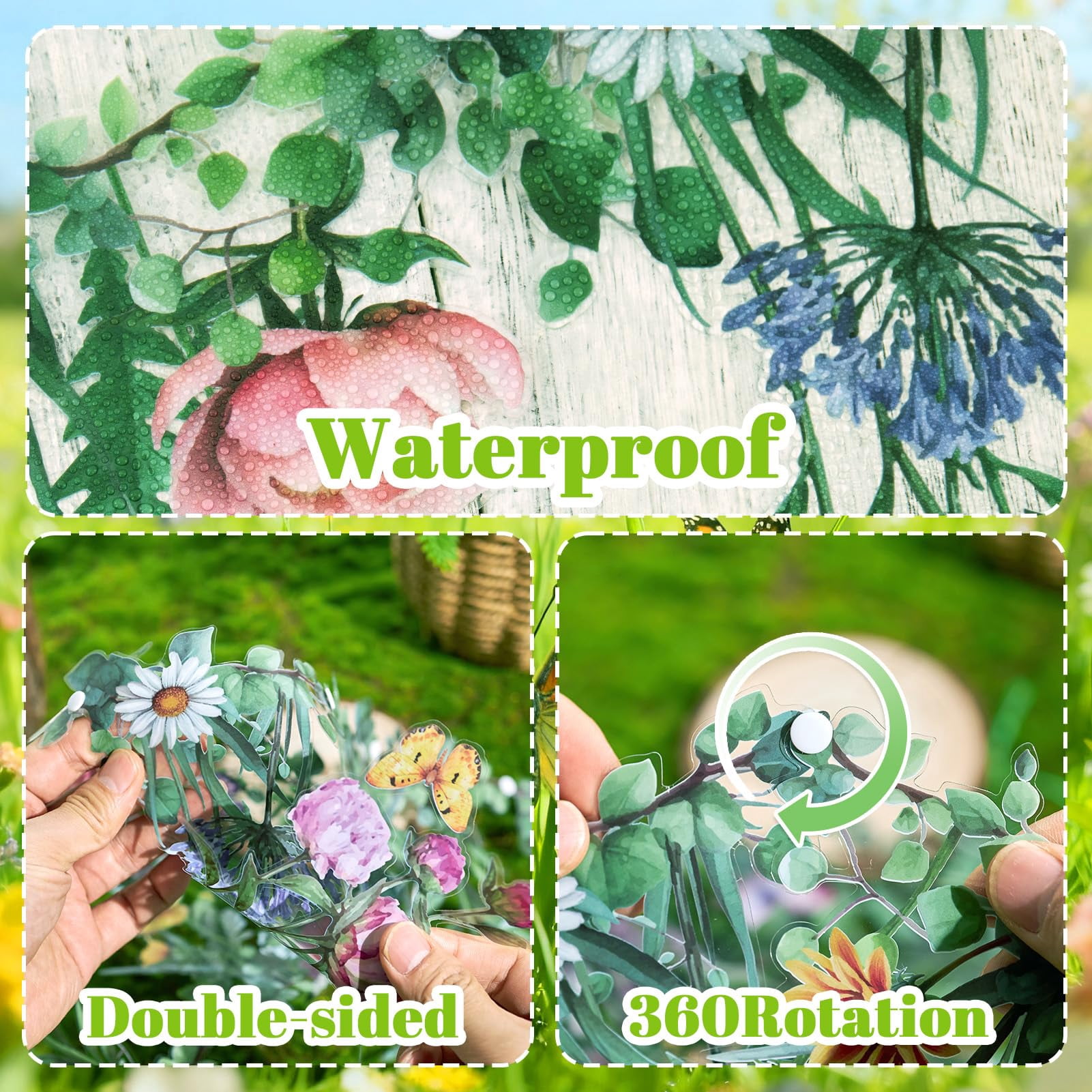 Wildflower Banner 2 Pcs Garden Party Flower Spring Summer Reusable Waterproof Garland 9.8ft For Enchanted Woodland Tropical Wedding Baby Shower Birthday Tea Supplies Girl Decorations
