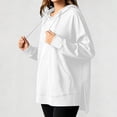 thumbnail image 2 of Women Oversized Hoodie Sweatshirt Side Slit Soft Fleece Pullover with Pocket Loose Fitting Casual Fall Tunic Tops White S, 2 of 5