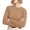 Khaki, variant on ManxiVoo Women's Versatile Striped Round Neck Knit Sweater Soft Warm Layering Top for Autumn Winter L Size Beige