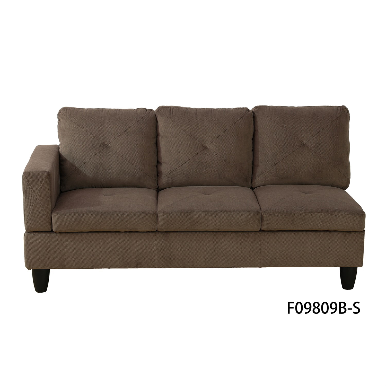 Hommoo Living Room Furniture Set, Corduroy Modern Sectional Sofa, L Shaped 4-Seat Couch Sofa for Home, Apartment, Dorm, 16'' Back Height, Brown(No Ottomas)