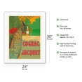 thumbnail image 2 of Jacquet French Cognac - Peacock - Vintage Advertising Poster by Camille Bouchet c.1910 - Fine Art Rolled Canvas Print 20in x 26in, 2 of 4