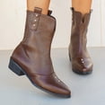 thumbnail image 5 of Women's Fashion Ankle Booties Pointed Toe Slip on Low Block Heel Comfortable Fall Winter Dress Boots Wide Fit Non-Slip for Casual Work Daily Wear Brown 9.5(43), 5 of 9