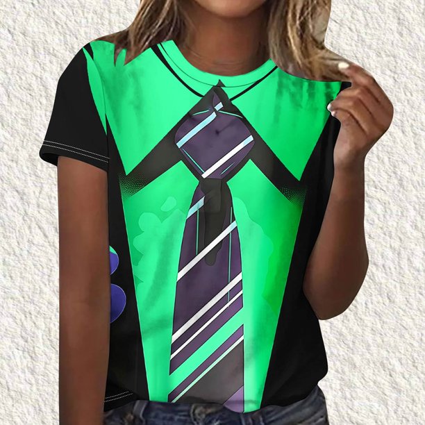 Puntoco Liquidación de camisetas cortas para mujer, nueva camiseta estampada informal de moda para mujer, camiseta de manga corta con cuello redondo
