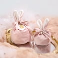thumbnail image 4 of HEVIRGO 3Pcs Storage Holder Bunny Ears Design Decorative Velvet Bag Easter Gift Bag,Pink, 4 of 10
