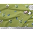 thumbnail image 2 of Soimoi Green Rayon Crepe Fabric Bottle & Wine Glass Bar Print Fabric by the Yard 46 Inch Wide, 2 of 3