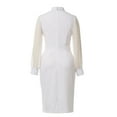 thumbnail image 5 of Afinprain Womens Clergy Dress Tab Collar Sheer Puff Sleeve Pencil Dresses, 5 of 6