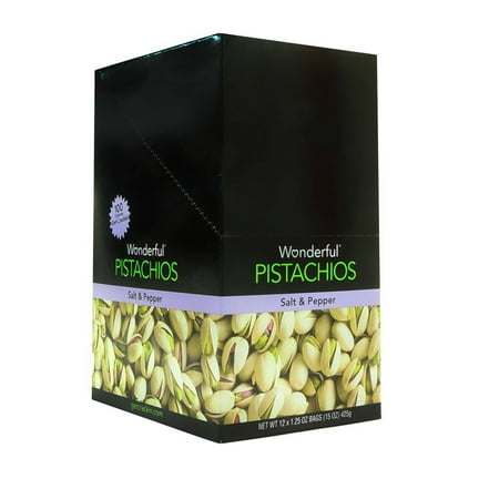 Salted California Pistachios - Product Of Wonderful , Salt & Pepper Pistachio - Tube, Count 12 (1.25 oz ) - Nut & Dry Fruit / Grab Varieties & Flavors
