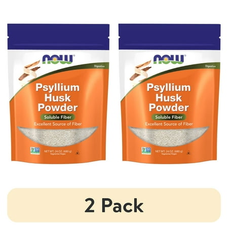(2 pack) NOW Supplements, Psyllium Husk Powder, Non-GMO Project Verified, Soluble Fiber, 24-Ounce