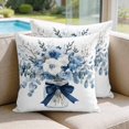 thumbnail image 2 of 16x16 Pillow Covers Set of 2, Blue Spring Floral Square Throw Pillow Covers for Couch/Sofa/Living Room, Watercolor Summer Flowers Decorative Soft Pillowcases for Couch Throw Pillows, 2 of 9