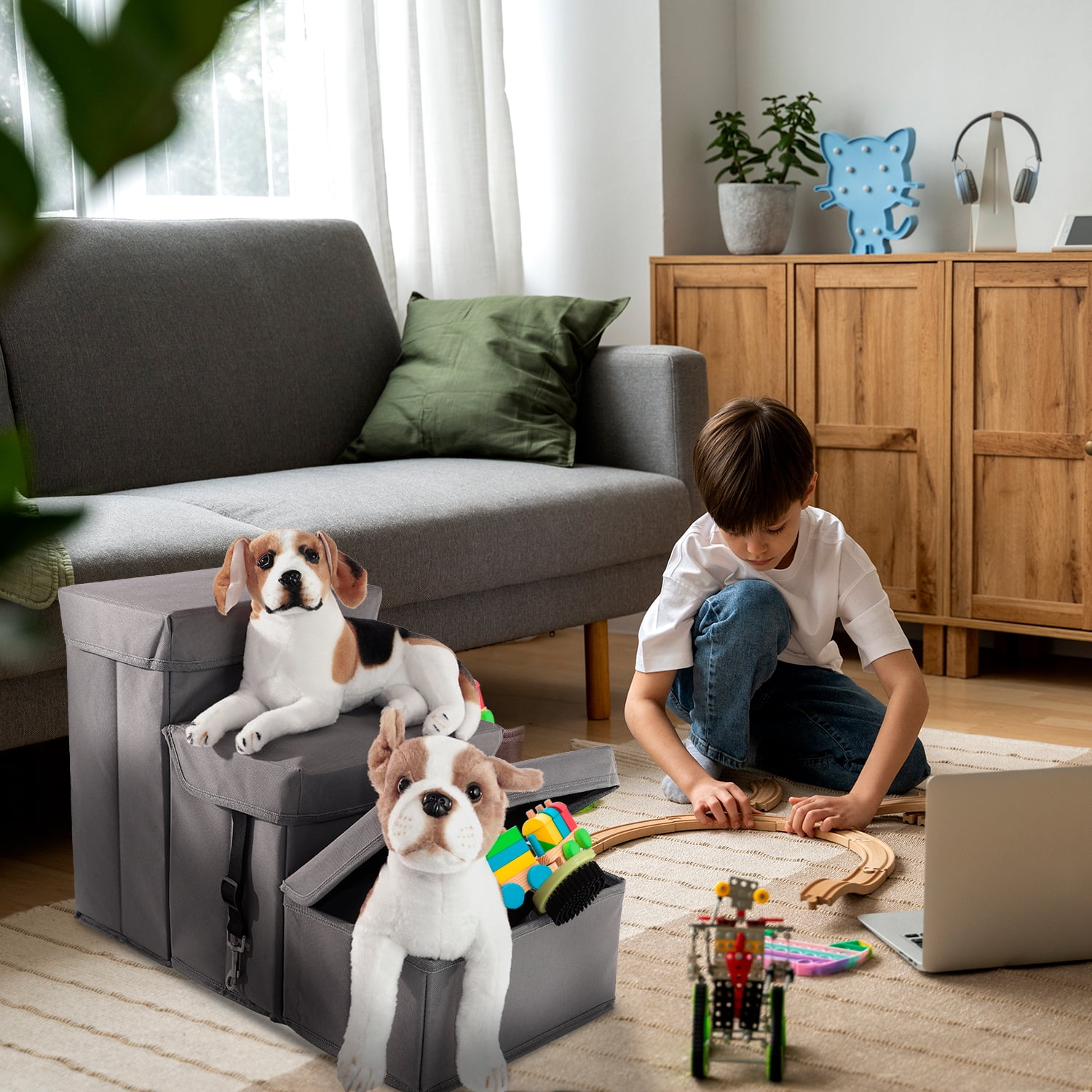 Precious Tails 3-Step Storage Foldable Dog Cat Pet Steps