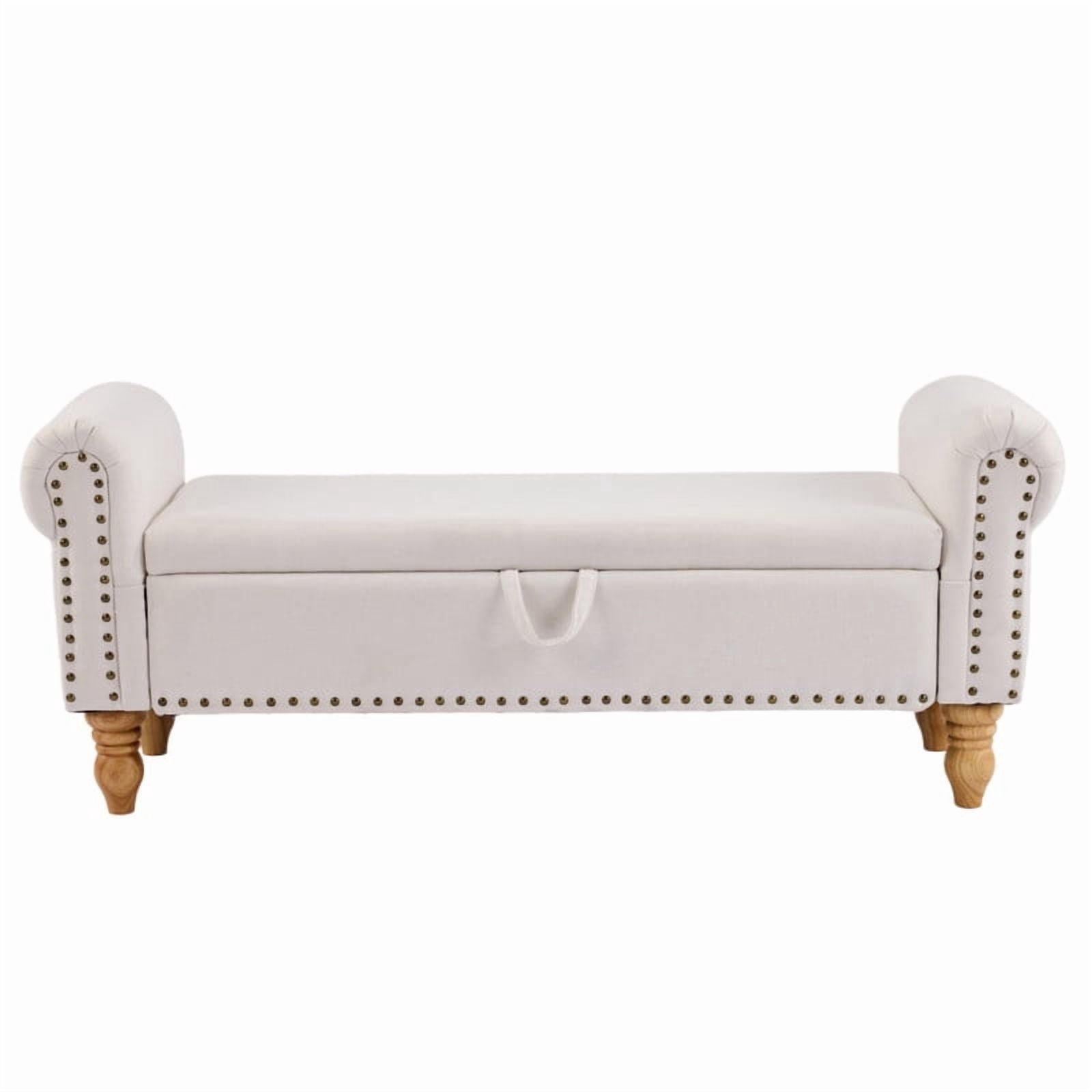 51.5'' Storage Ottoman Bench, Upholstered Storage Benches for Bedroom, End of Bed Storage Bench, Window Benches for Foot of Bed