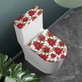 thumbnail image 2 of KUIFORTI Red Floral Toilet Seat Lid Cover and Toilet Tank Lid Cover Set of 2 Pieces Toilet Lid Cover for Bathroom Decorative Soft Cloth Washable Replacement Toilet Seat Cover Dust Cover, 2 of 5