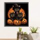 thumbnail image 4 of Pintura De Diamante 5D DIY Taladro Redondo Completo Kit De Gato De Calabaza De Halloween 40x40cm Negro, 4 of 9