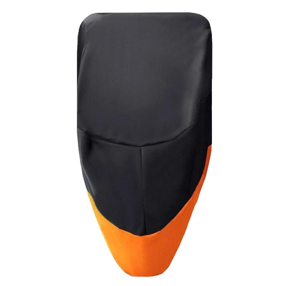 Heavy Duty Motorcycle Cover Universal Waterproof, Windproof Motorbike Cover with Lock Holes and Storage Bag, Fits up to 104" (Black-Orange)