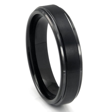 Titanium Kay Black Tungsten Carbide Comfort Fit Mens Wedding Band Ring with Raised Center Sz 10.0