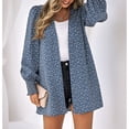 thumbnail image 3 of Cardigan à Manches Lanternes pour Femmes, Imprimé Léopard Classique à la Mode, Automne Hiver, Chemises Imprimées à Manches Longues, Bleu m, 3 of 6