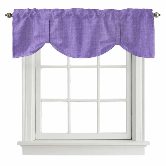 Tie Up Valance Lavender Burlap Texture Valances for Windows Farmhouse Vintage Lavender Balloon Shade Valance Window Treatment Short Curtain Valances for Living Room Kitchen Bedroom Bathroom 42"x18"