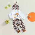 thumbnail image 3 of Okbabeha My First Halloween Baby Boy Girl Outfits Newborn Infant Cutest Pumpkin Romper Oneise Pants Hat Halloween Clothes Set, 3 of 7