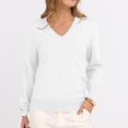 thumbnail image 6 of Loose Fit Pullover With V Neck Design Women's Long Sleeve Polyester Knit Sweater, 6 of 11