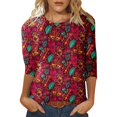 thumbnail image 1 of PMUYBHF Mode Femme Carnaval Imprimé Numérique Décontracté Manches Trois-Quarts Col Rond T-Shirt Top 7201 TG, 1 of 5