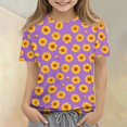 thumbnail image 5 of Abcomgle Girls Tshirts 8-10 Years Old Summer Short Sleeve Girls Shirts Yellow Daisy Flower Print Tshirt Trendy Crewneck Cotton Tops, 5 of 5