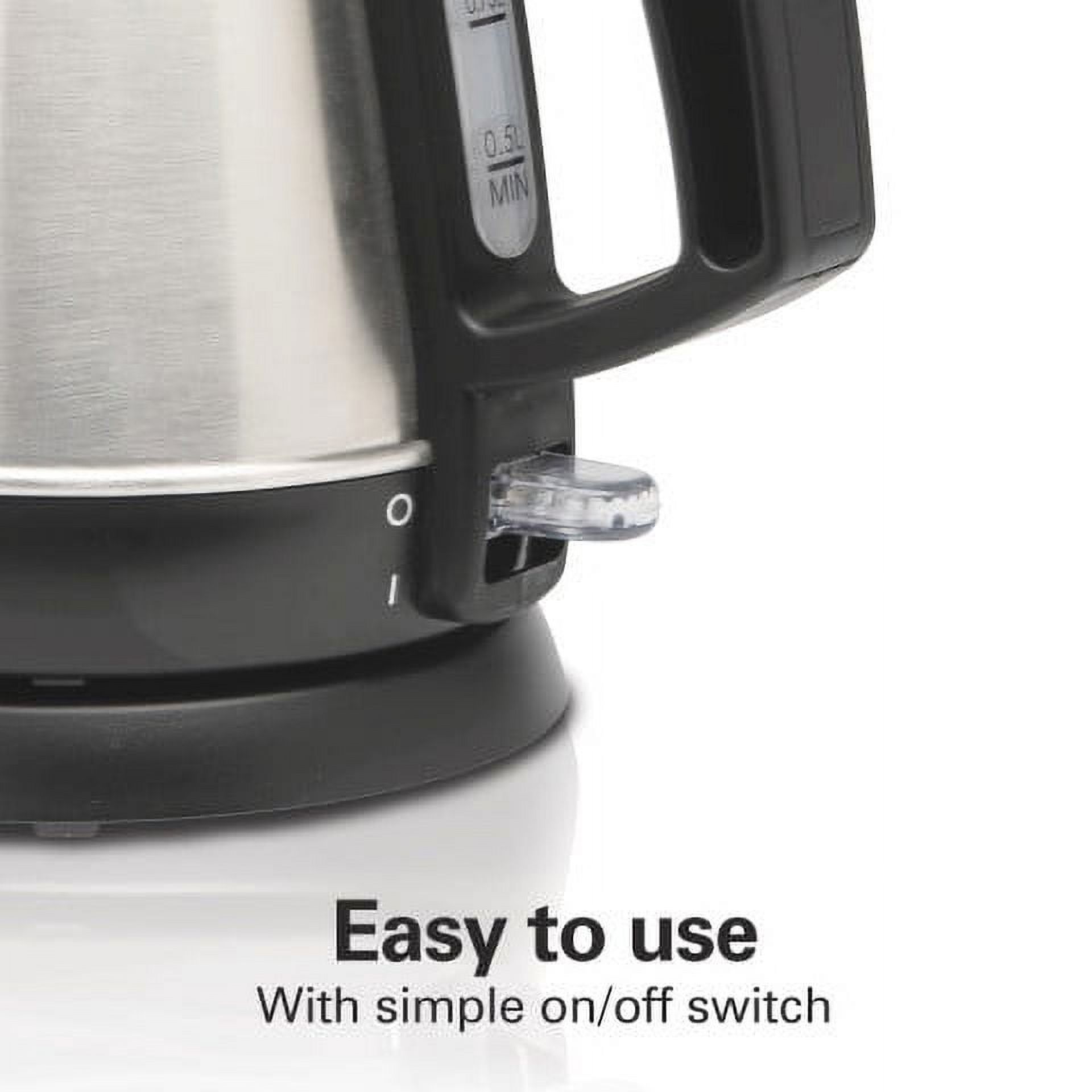 Hamilton Beach Stainless Steel Electric Kettle, Tea & Water Kettle, 1L, Black Accents
