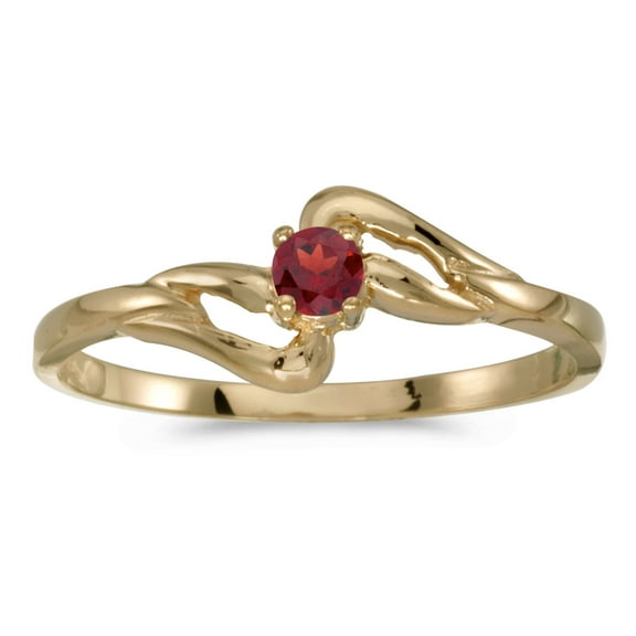 10k Yellow Gold Round Garnet Ring