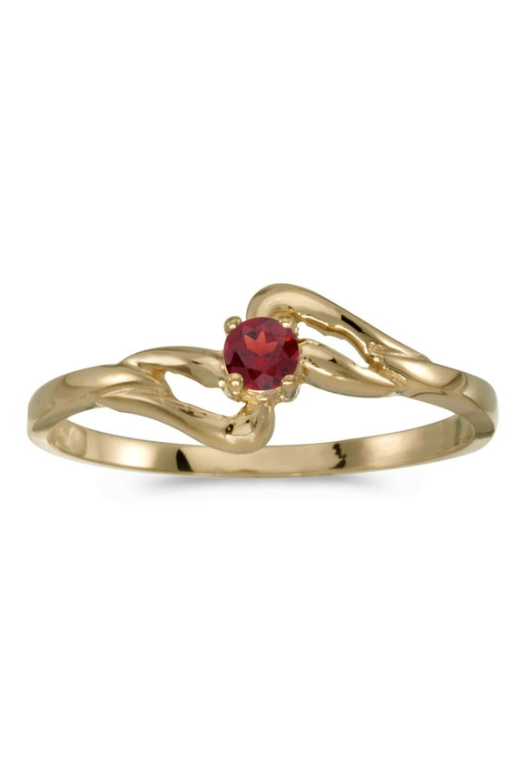 10k Yellow Gold Round Garnet Ring