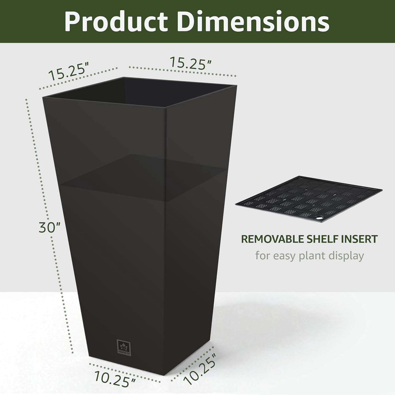 30 Inch Tall Outdoor Planters – Large Modern Resin Composite Flower Pots with Drainage Holes, Insert Tray, Indoor & Outdoor Durable Design