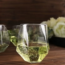 BalsaCircle 12 Clear 12 oz Disposable Geometric Plastic Stemless Wine Glasses Party Home Tableware Decorations