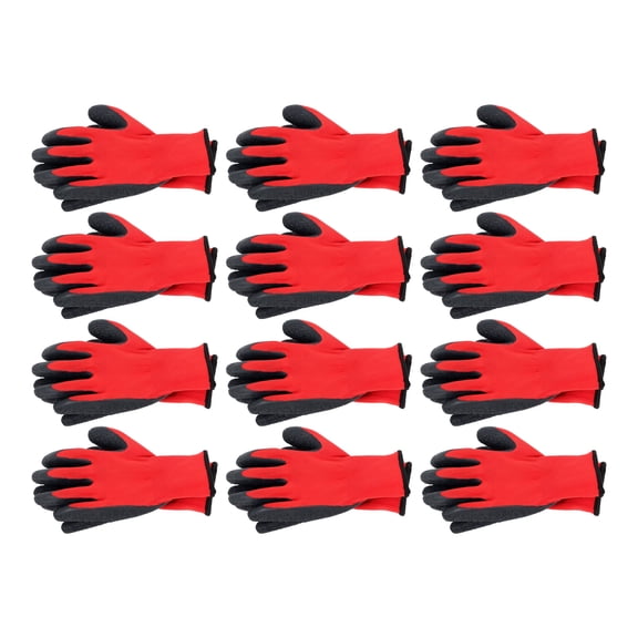 findmall Crinkle Latex Rubber Hand Coated Safety Work Gloves M-Size 12 Pairs Pack