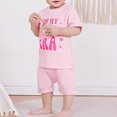 thumbnail image 4 of ZHOGXU Baby Girls Summer Outfit With Letter Graphic Tee And Matching Shorts 2PCS Sportswear Set For Kids,Pink,12-18 Months, 4 of 5