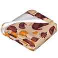 thumbnail image 2 of Bixox Fleece Blanket Thanksgiving Turkey and Pumpkin Pattern Super Soft Double-Sided Microfiber Flannel Blanket for Sofa, Bed, Couch,Suitable for All Seasons - 80"x60", 2 of 5