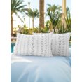 thumbnail image 6 of Outdoor Pillows Waterproof, Modern Minimalist Bedding Throw Pillows with Insert for Couch Sofa Bed, Rustic Leaves Vertical Stripes Gray 12x20 Inch Pillowcases Decorative Camping Patio Pillow Set of 2, 6 of 8