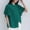 Green, variant on Munlar Button down Shirts for Women Army Green Chiffon Business Casual Summer Collared Solid Short Sleeve Tops L