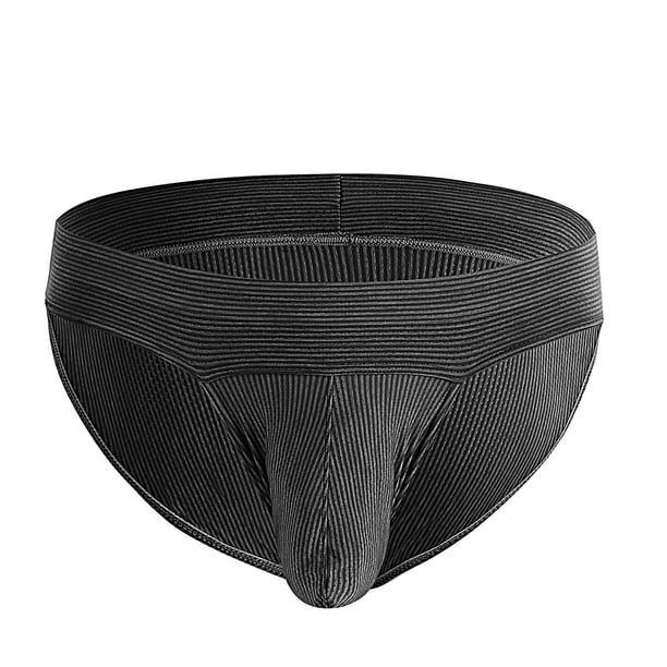 Ropa interior de malla transpirable con abertura alta para hombre, ropa interior cómoda a rayas de talla grande