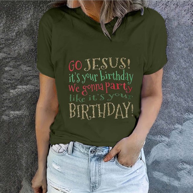 Daisyyozoid New Arrivals Womens Tops Happy Easter Lettering Printed Round Neck Short Sleeved Top Short Sleeved Round Neck Shirt