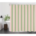 thumbnail image 4 of Pink and Green Striped Shower Curtain for Bathroom Modern Abstract Minimalist Vertical Stripe Shower Curtain with 10 Hooks Vintage Aesthetic Bathroom Curtains Shower Set 72x60 Inch, 4 of 6