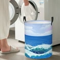 thumbnail image 7 of DouZhe Waterproof Collapsible Large Laundry Baskets, Ocean Sea Waves Prints Circular Hamper with Handles, 7 of 7