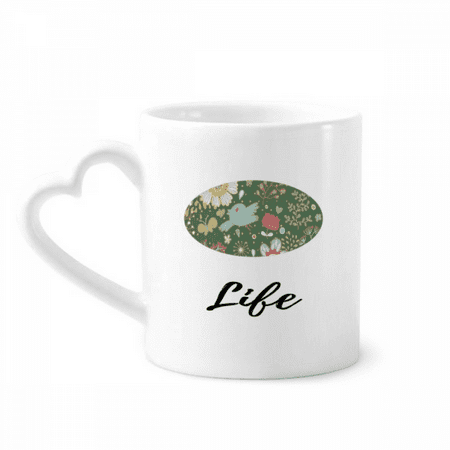 

Dark Green Flower Paint Mug Coffee Cerac Drinkware Glass Heart Cup