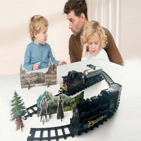 Model Train Set for Boys Remote Control Alloy Electric Train with Realistic Train Sound, Light, Smoke, Gifts for Kids