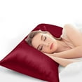 thumbnail image 6 of 1PCS Silk Pillow Cases with Hidden Zipper, Soft Breathable Solid Color Pillow Covers for Home Bedroom Decorations 54x20in Red, 6 of 8