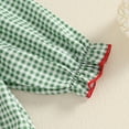 thumbnail image 5 of Baby Girl Christmas Outfit Plaid Gingerbread Smocked Bubble Romper Santa Puff Long Sleeve Bodysuit Fall Winter Xmas Clothes, 5 of 8