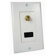 White HDMI & Coaxial F Connector Wall Plate