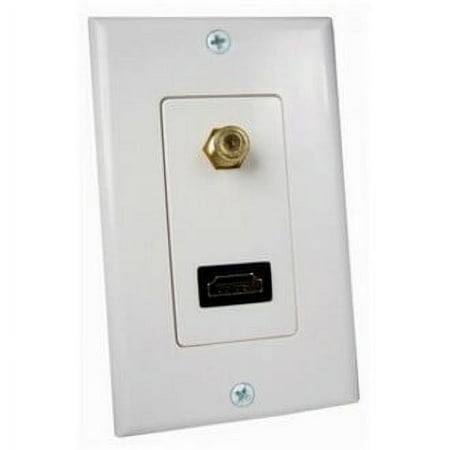 White HDMI & Coaxial F Connector Wall Plate