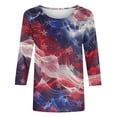 thumbnail image 5 of Cavosen Red White and Blue Clothes for Women Patriotic 3/4 Sleeve Crew Neck Tops USA Flag Print T Shirts Lady XL Independence Day Casual Tops 4th of July Tunic Tees 2025 Patriotic Clothes, 5 of 5