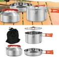 thumbnail image 3 of Utensilios de cocina para acampar, juego de cocina para acampar de acero inoxidable con asas plegables, con hervidor, olla y sartén para senderismo al Zulema utensilios de cocina al aire libre, 3 of 8