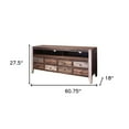 thumbnail image 3 of 61" Brown Solid Wood Cabinet Enclosed Storage Distressed TV Stand, 3 of 6